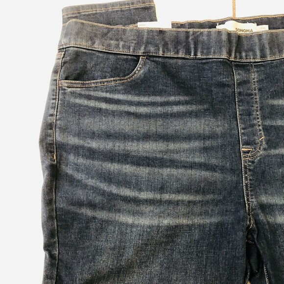 SONOMA WOMENS JEGGING 24W SHORT DEMIN ELASTIC WAIST PULL ON HIGH RISE POCKETS - Picture 9 of 12